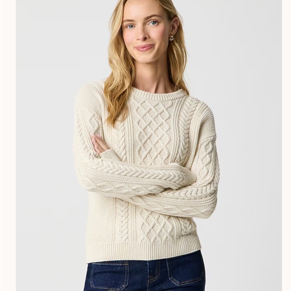 J. Crew Factory Women's RED Cable Knit Sweater